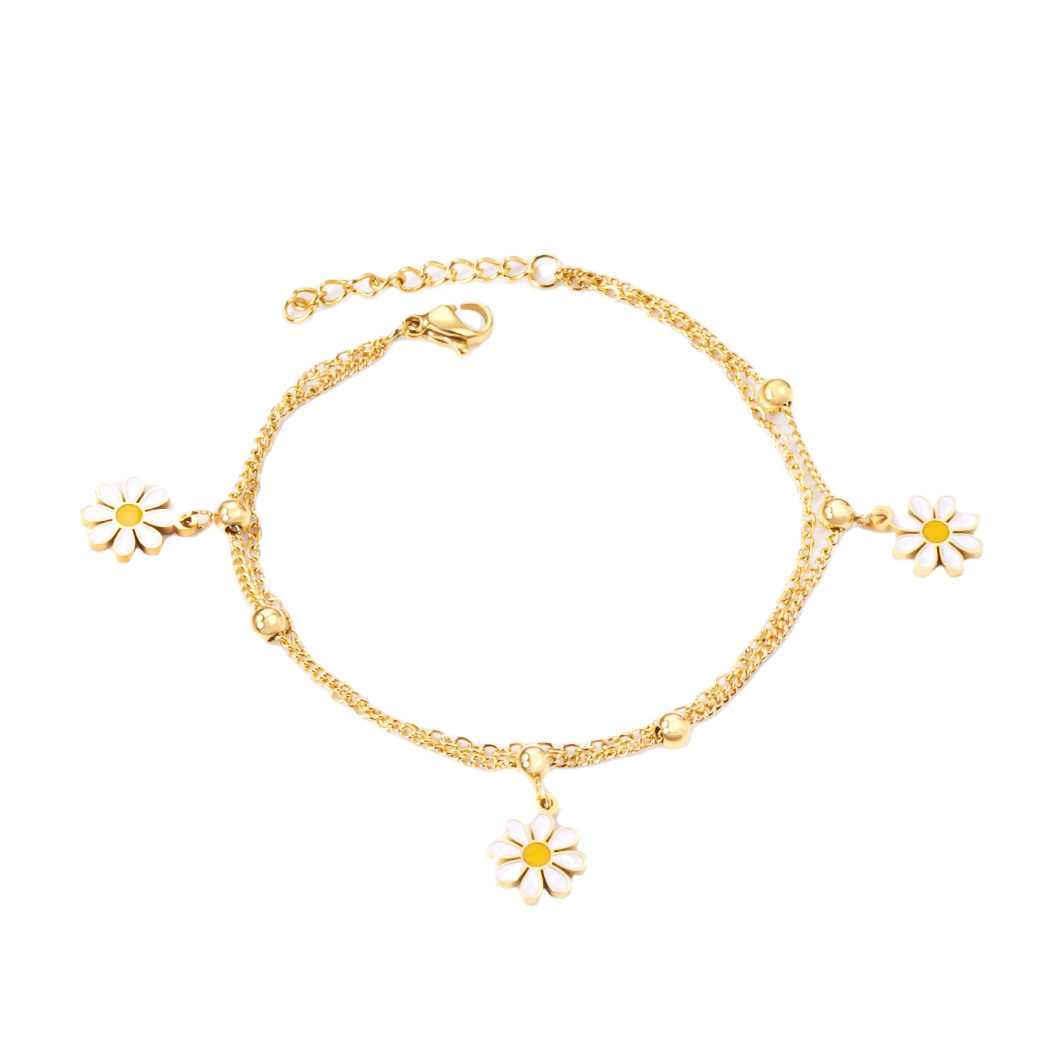 Elegant mini little Daisy sunflower stainless steel fresh female girls bracelet trendy anklet bracelets