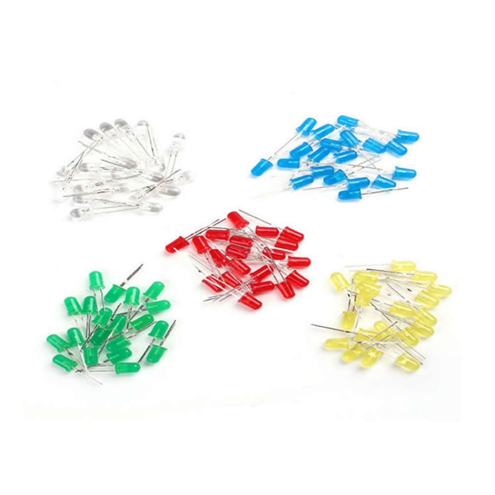 5Colors*20PCS=100PCS 5mm LED Diode Light Assorted Kit Green Blue White Yellow Red COMPONENT DIY kit new original