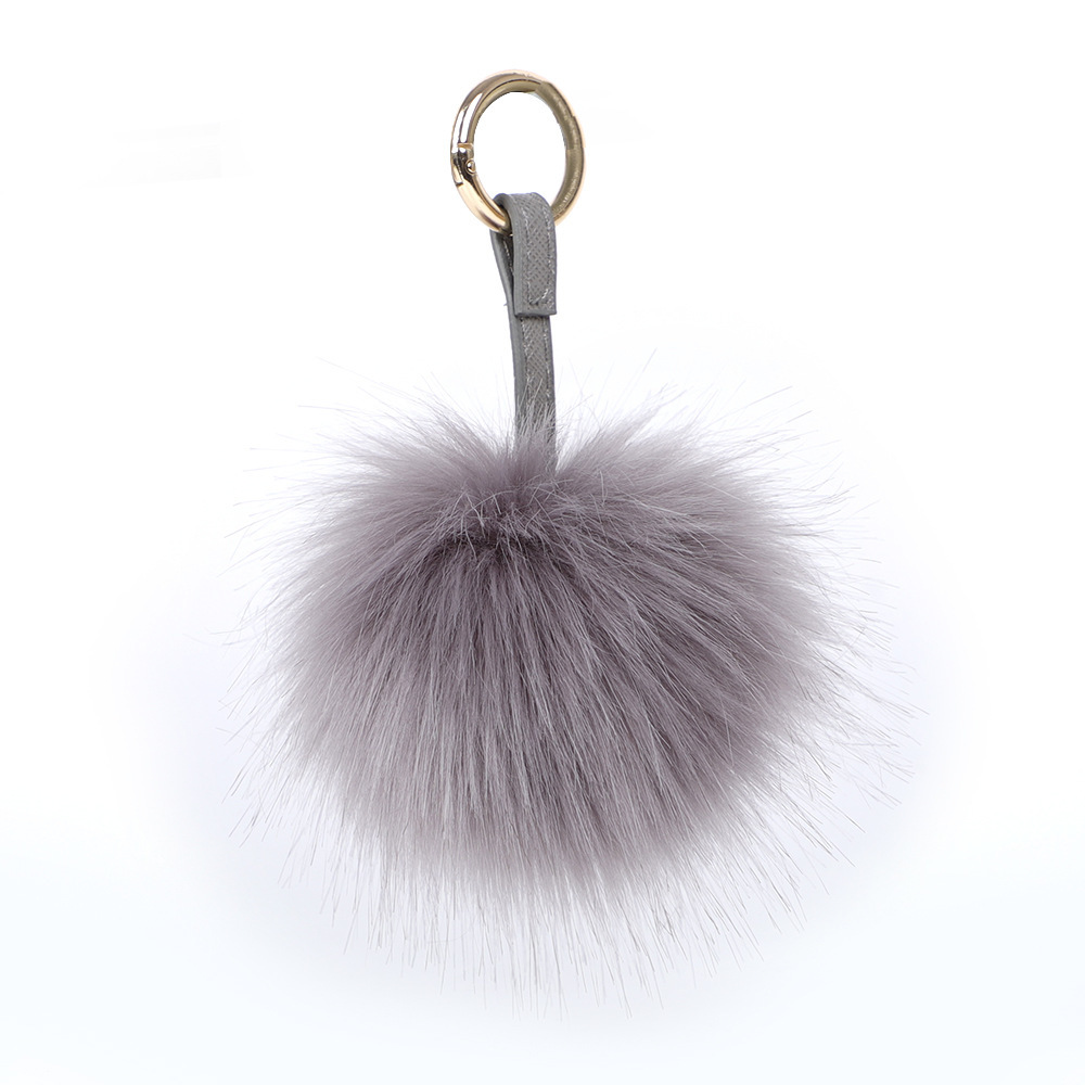 10cm size Fashion Multicolor Fur Ball Pompom Keychain Fox Pom Pom Key Holder