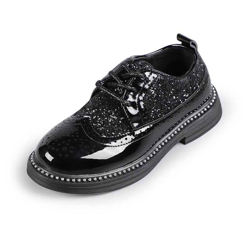 Boys' leather shoes new Sequin British style children's shoes