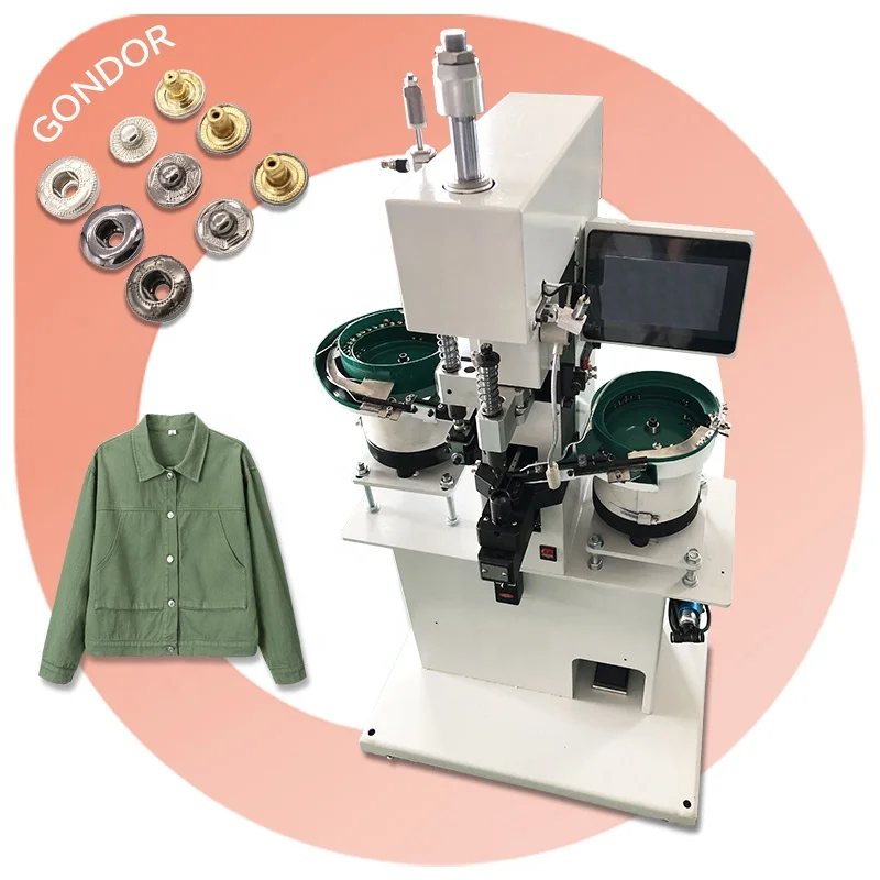 Industrial Auto Open Prong Snap Plastic Button Attaching Fastener Maker Fixing Machine for Sofas