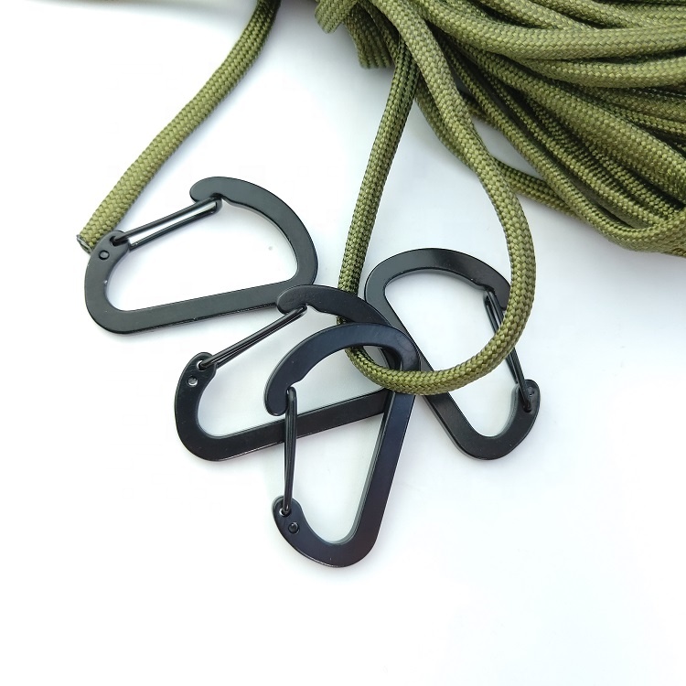 All Black Mini D-shaped Aluminum Flat Karabiner Small Carabiner