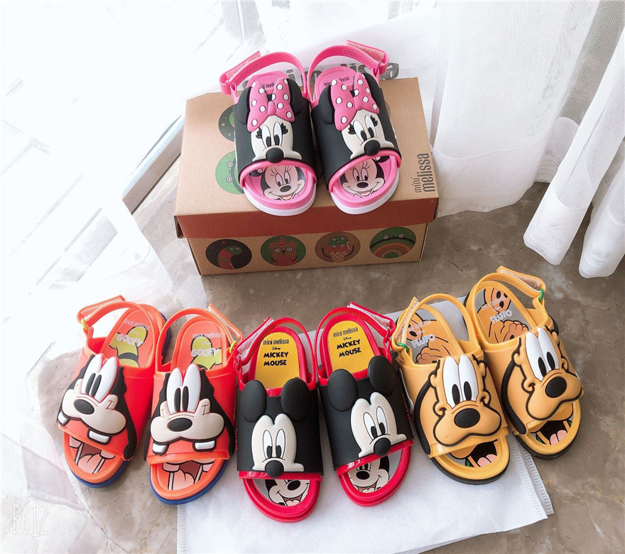 Детские шлепанцы Melissa, сандалии с мультяшным Микки, пляжная обувь для девочек и мальчиков, желе