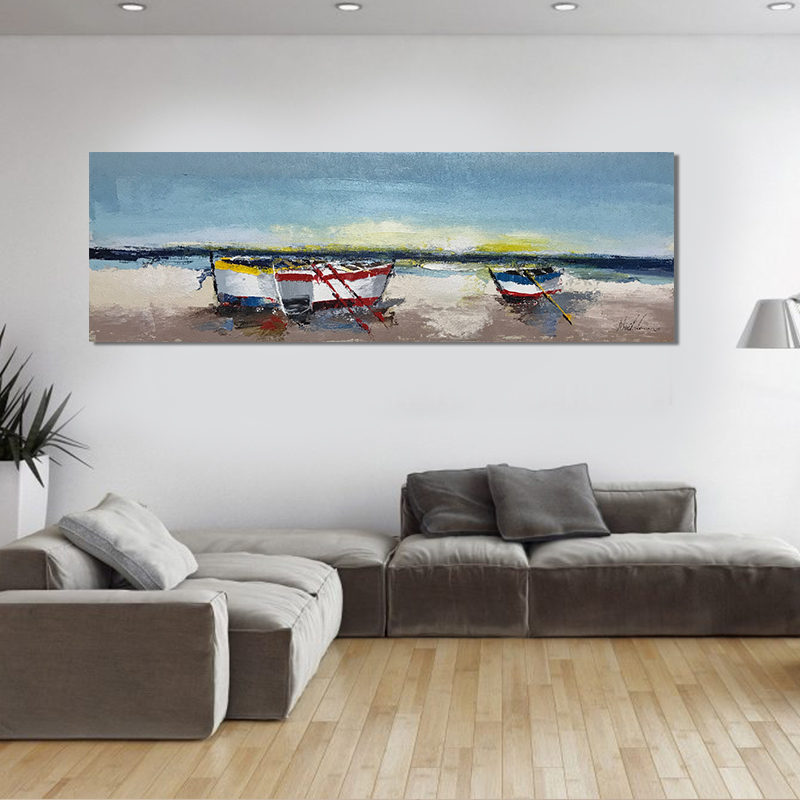 Popular Handmade oil painting sailing boat seascape wall painting for home hotel decor paintings