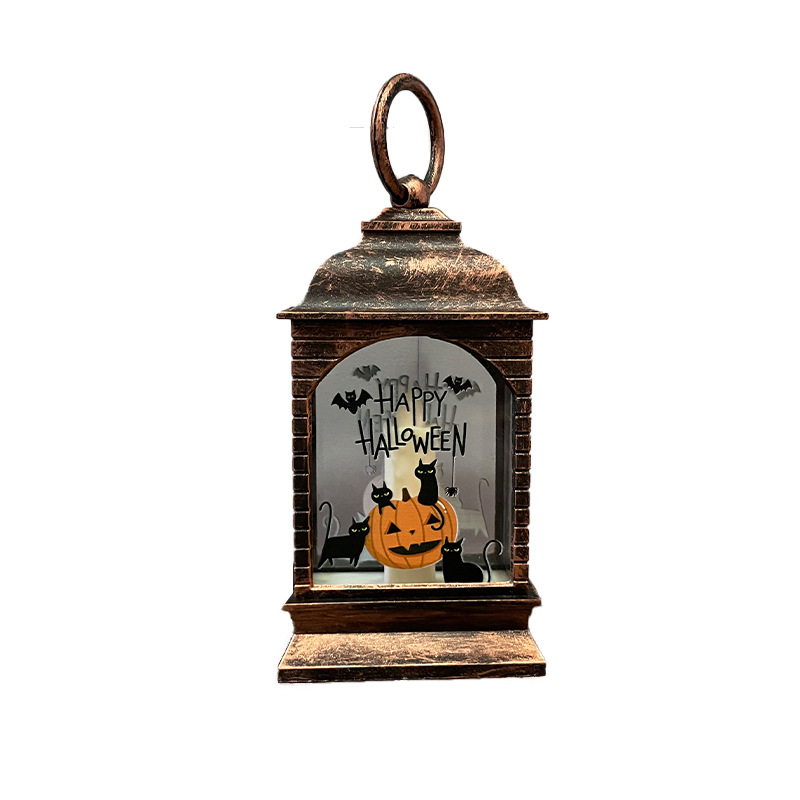 Hot selling decorative vintage wooden Halloween pumpkin candle holder lanterns