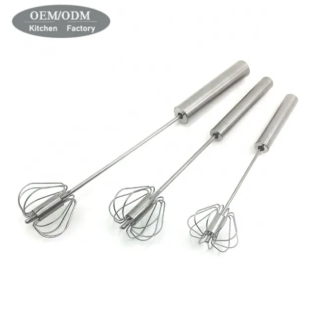 Baking Tools Manual Stainless Steel Kitchen Whisk Mixer Hand Whisk Semi-Automatic Whisk Egg Beaters
