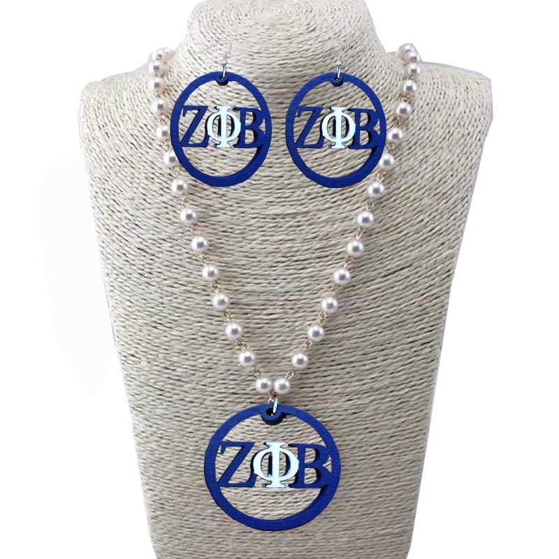 Индивидуальное название, индивидуальное ожерелье sorority ZPB Zeta Phi Beta, Натуральный Деревянный жемчуг, подвеска, ожерелье, ювелирные изделия