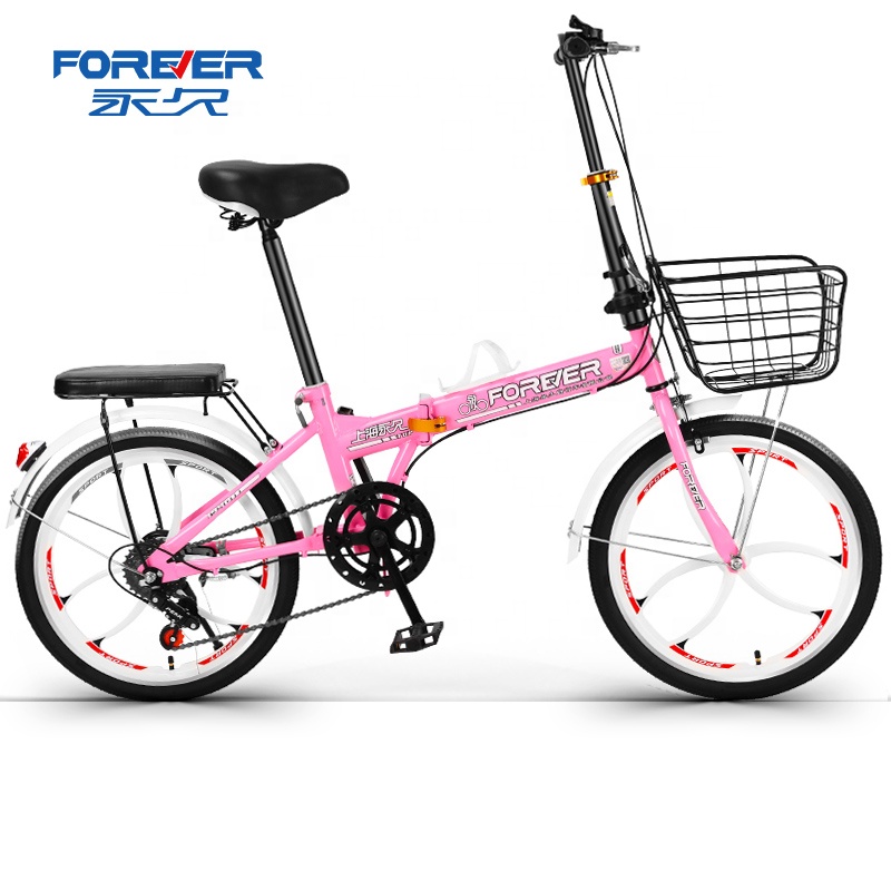 FOREVER Newly designed 20 inch magnesium alloy wheel 6 speed Ultra light and portable folding bike for lady
