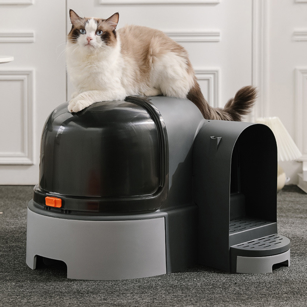 Ikitchen Wholesale 2021 L shape Enclosure Pet Cleaning Cat Toilet Large Space Box Drawer Type Cat Litter Box With Scoop