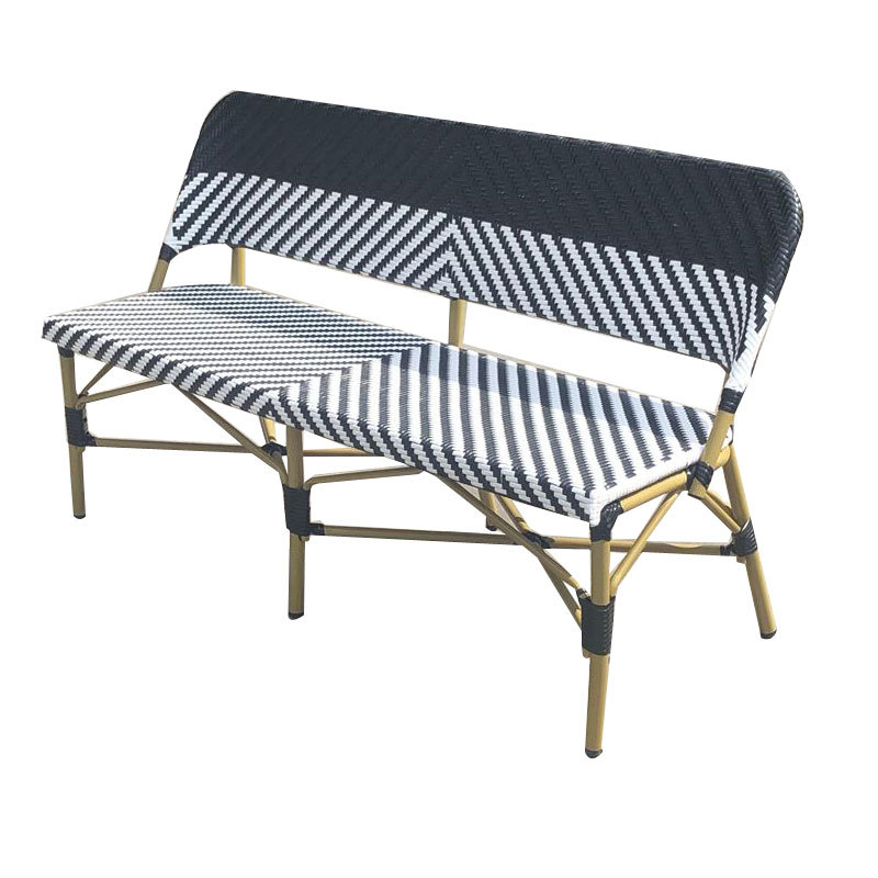 Vintage design waterproof bistro restaurant rattan outdoor bench
