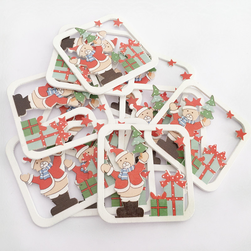 Laser Home Wood chip Creative cartoon painted Wooden Crafts Christmas Decorations