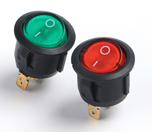 KCD1 2pin 12/24v черного цвета с круглым носком желобковый выключатель