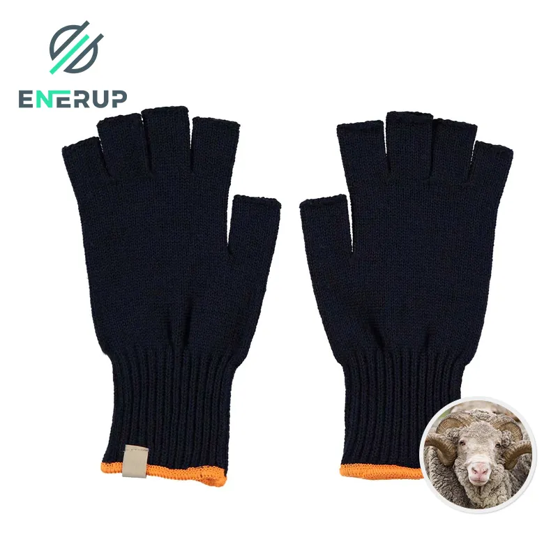 Enerup Half Finger Knitted Merino Wool Warm Gloves For men women Fingerless Texting Gloves Knitted Arthritis Gloves
