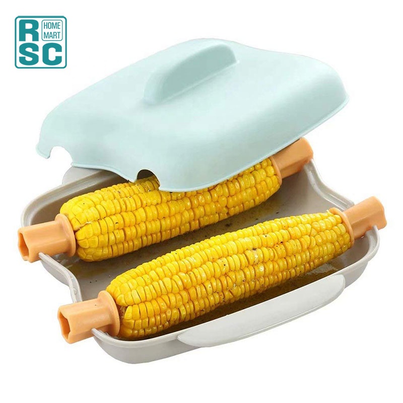 Plastic Dual Cave Microwave Corn Steamer with Lid & Handle Corn Cooker in Minutes