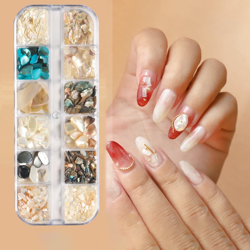 GREENKEM 12 Colors 12 Special-shaped Diamond Glass Flat Bottom Diamond White Ab Resin Set Nail Diamond Rhinestones