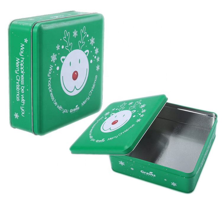 Custom Printed Gift Tin Box Christmas Design Candy Tea Gift Iron Boxes Metal Tin Packaging Box