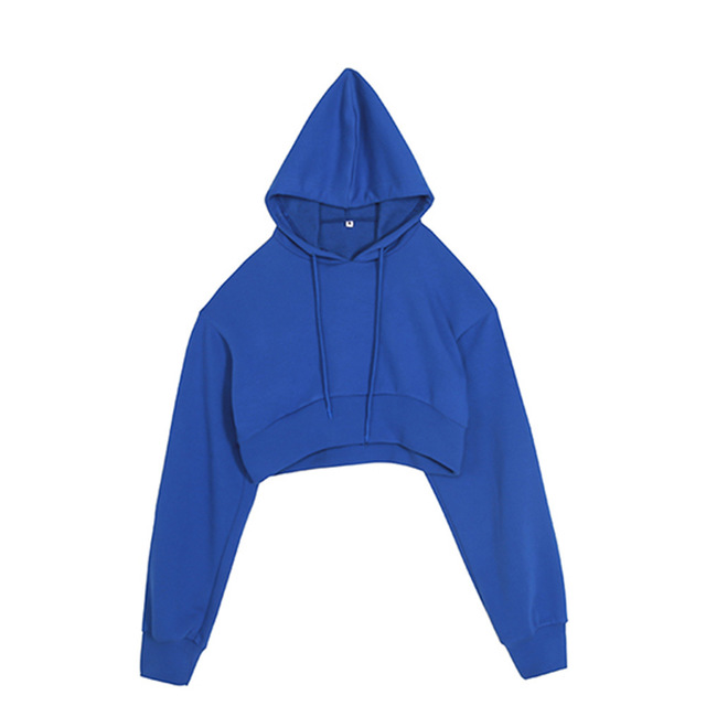Fashion printing streetwear high quality cotton crop top hoodie for women