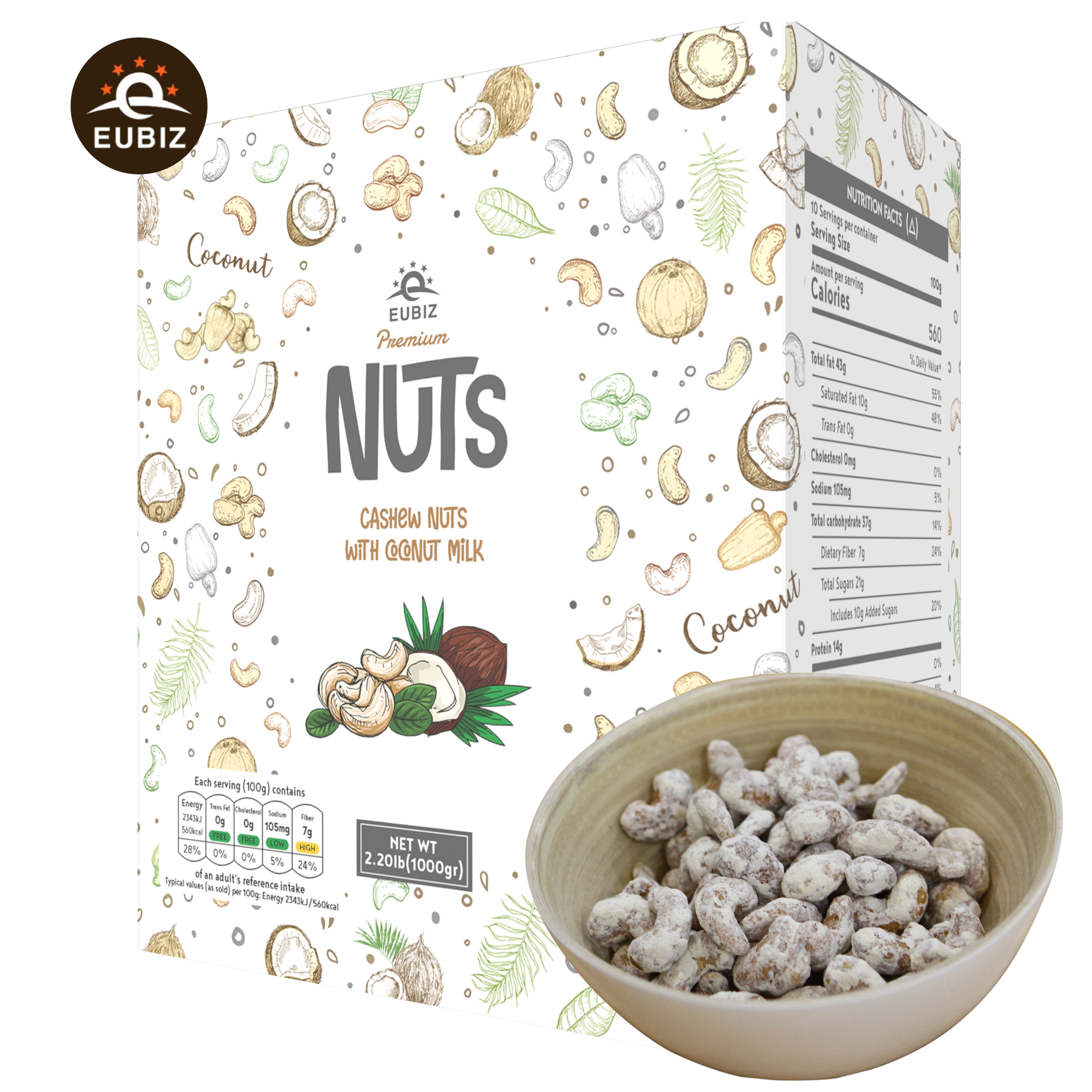Roasted White Coconut Milk Cashew Nuts from Vietnam Top Selling 1000g Cashew Nut 12months 1000 G Dried COMMON Cultivation