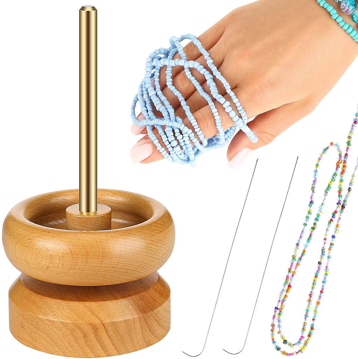 manual rotating jewelry beading auto new design wooden darice bead spinner jewelry making tools loader