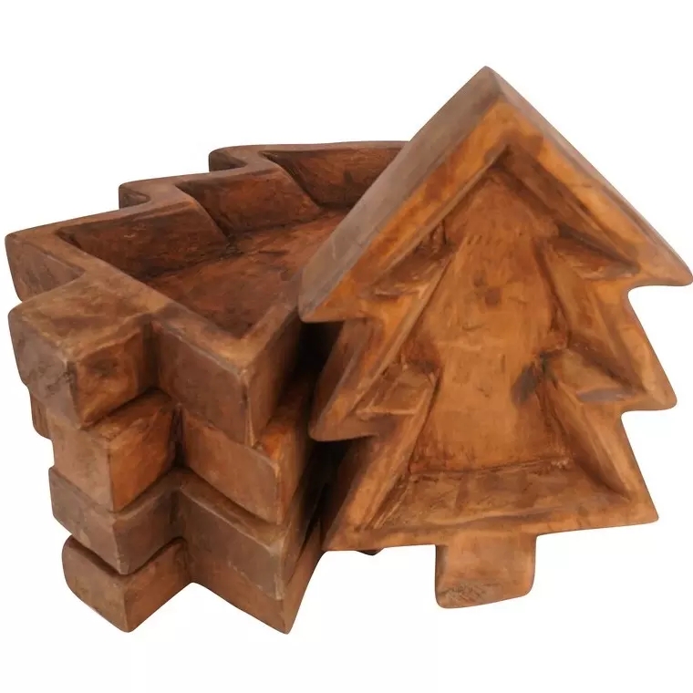 Christmas Trees Wooden Dough Bowls Wholesale Paulownia Wooden Bowl for Making Candle Wood Tray for Home Decor