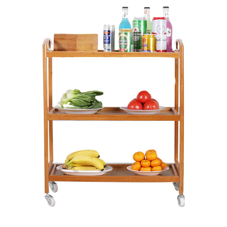 Bamboo Vegetable Rack Batch Issued Vegetables Wheeled Dining Car Simple Cart Kitchen Shelf