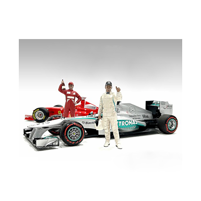 DCD Racing Legends 2000's Set of 2 American Diorama Diecast Figures for 1/43 Scale Models Car Model Toy with Moving Wheels