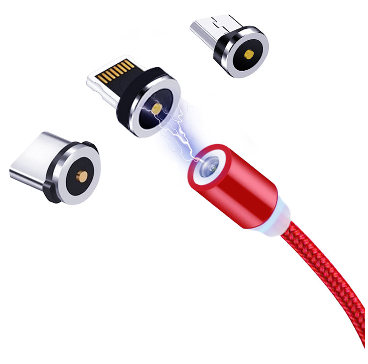 Светодиодный фонарик USB Магнитный кабель USB кабель с нейлоновой оплеткой 3A Быстрая зарядка Магнитный кабель для передачи данных Универсальный 3 в 1 магнит телефон зарядное устройство для смартфонов