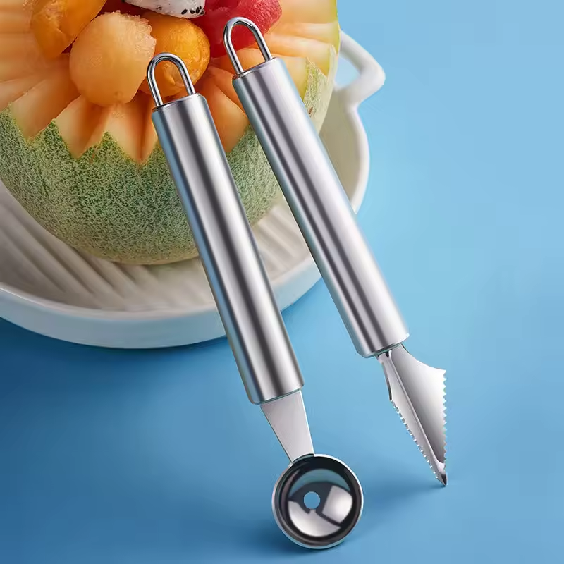 New Fruit Carving Knife Stainless Steel Fruit Spoon Scoop Ice Cream Spoon Kitchen Gadgets