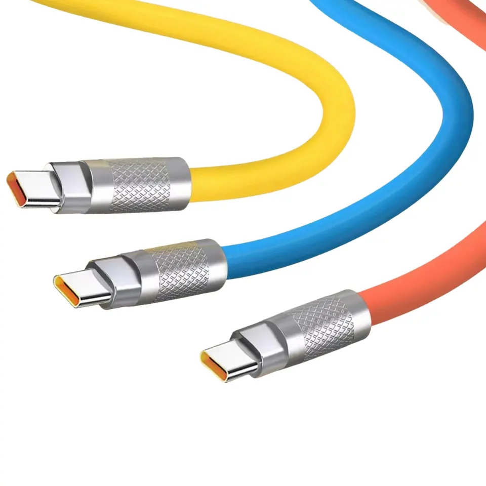 1m 2m из цинкового сплава, цинковый сплав 6A Быстрый зарядный кабель usb Type C pd 120W жидкий силиконовый кабель для передачи данных для iPhone для Samsung для Android