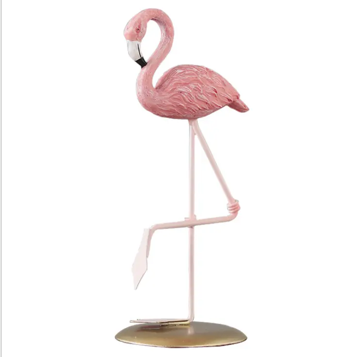 Nordic Style Living Room Tabletop Stand Pink Flamingo Bird Crafts Resin Ornaments
