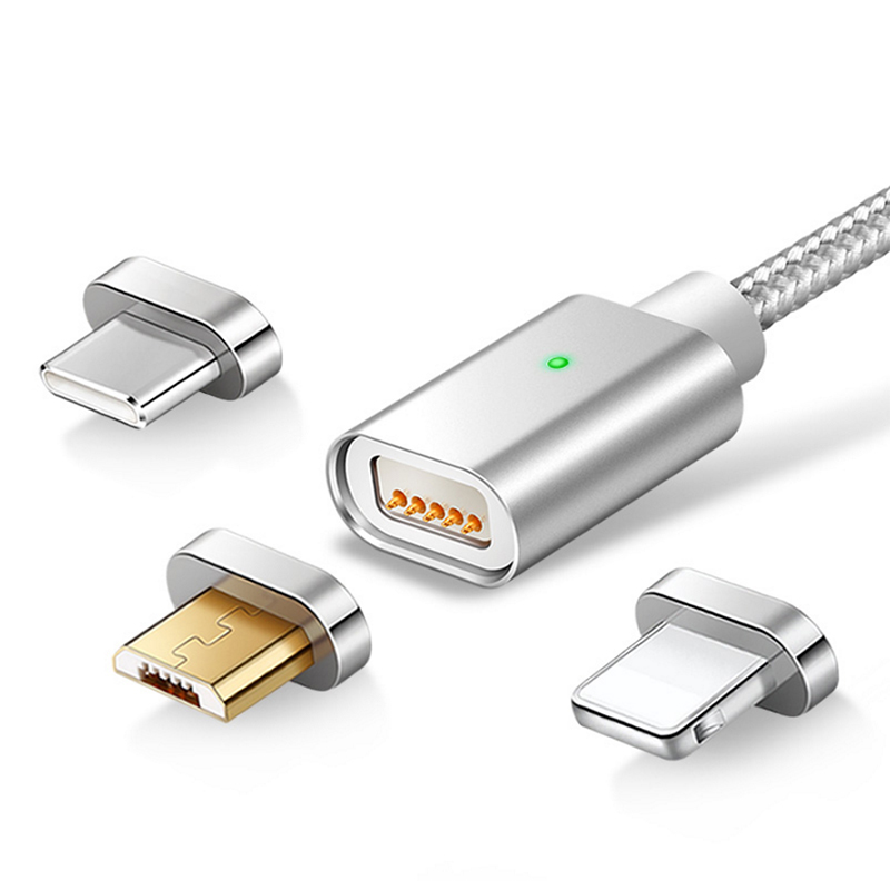 Лидер продаж на Amazon, пружинная игла, пять игл, резьба 3 в 1, магнитный USB-кабель 3A, быстрая зарядка и кабель для передачи данных