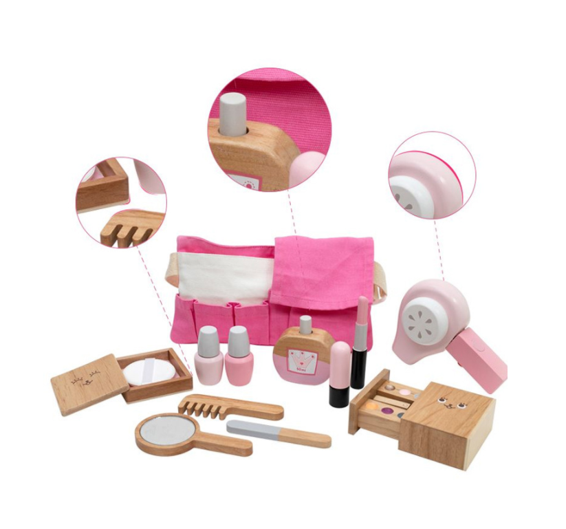 2020 hot Educational toy pink pretend play dressing table wooden toys for kids