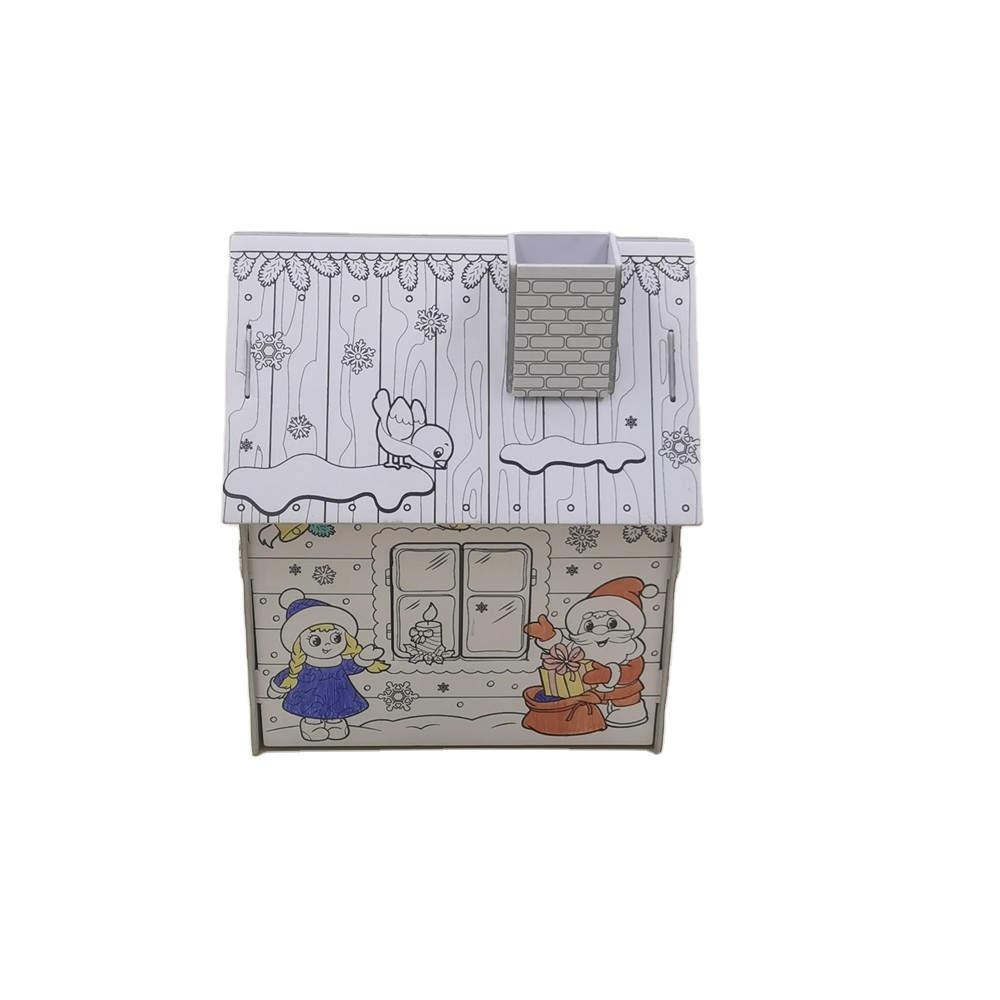 Детская развивающая игрушка для рисования, красочный 3d Рисунок, Рождественская игрушка, картонная игрушка «сделай сам» для рисования каракули, дом для рисования с 5 маркерами
