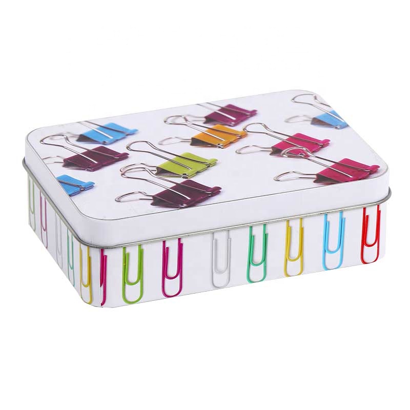 High Quality Multifunctional Square Tin Can With Hairpin folder button Design