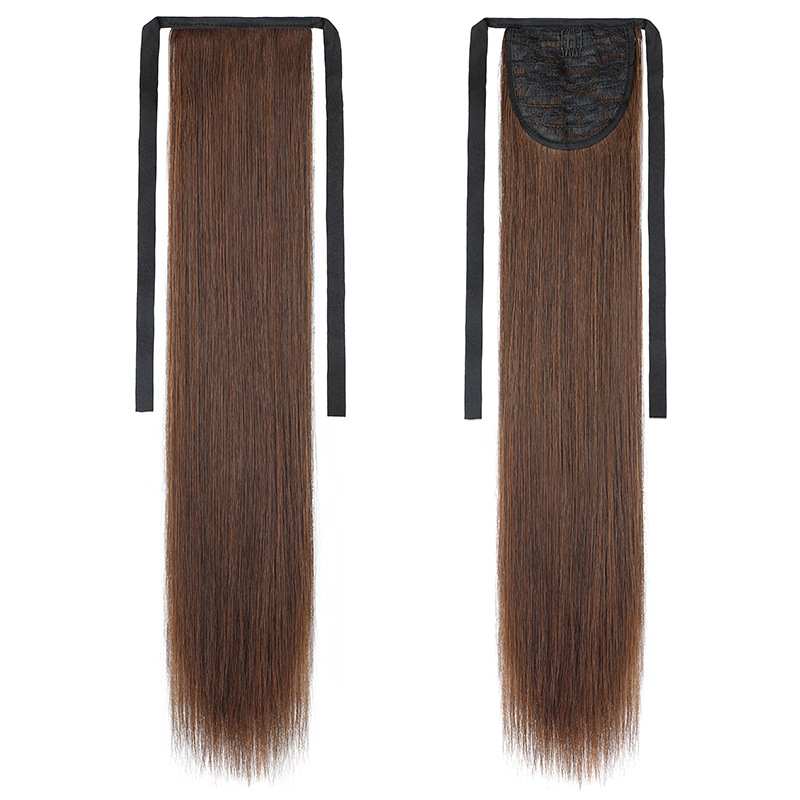 Newest design high quality hair extension long straight hair ponytail strappy ponytail wig synthetic hair