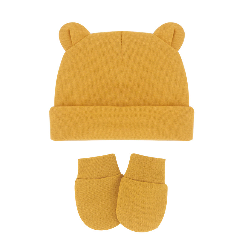 Baby hat gloves set 0-1 year old newborn baby fetal cap warm ear cap baby winter hats