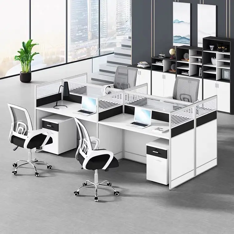 Modern Aluminum Frame Modular 4 Seater Work Station Desk Furniture Call Centre Cubicle Workstation