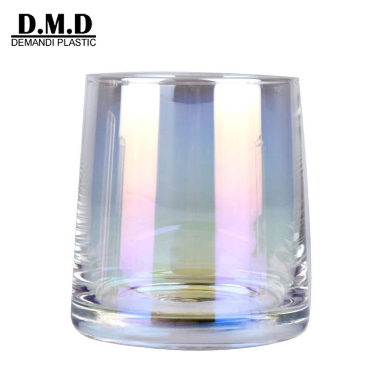 Wholesale unique iridescent clear large 250ml 8oz 10 oz empty candle container glass jar rainbow white glass candle jar cork lid