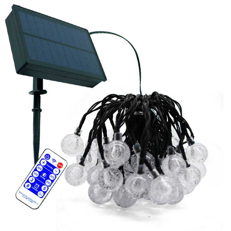 Outdoor Solar Powered String Waterproof Lights Garland 30 60 100 200 LED Fairy String Lights Bubble Crystal Ball Lights