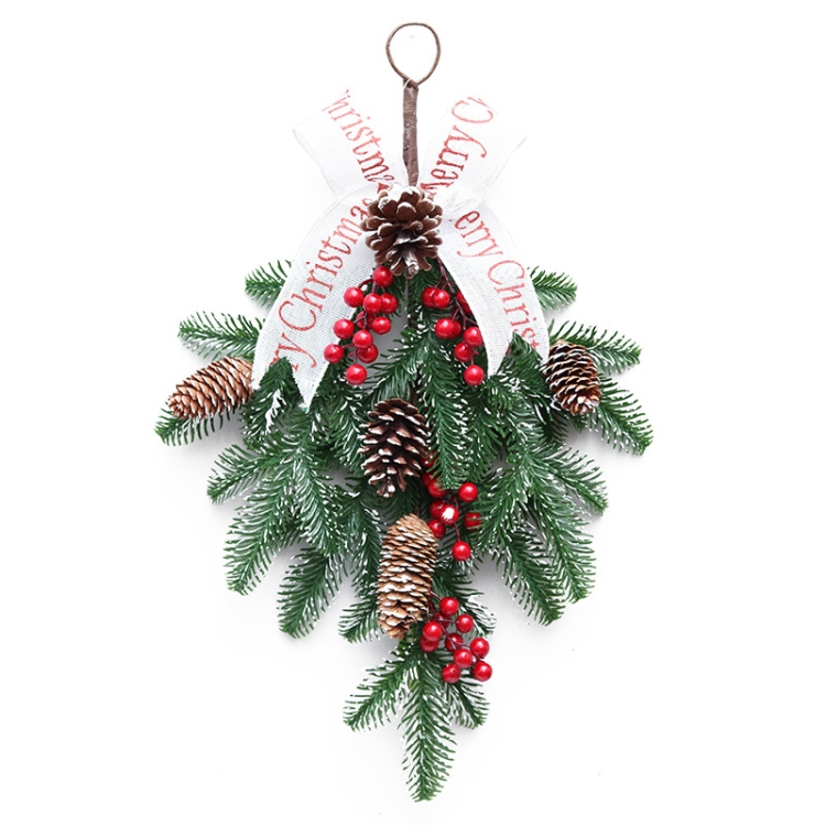 China Factory SYWA37 50cm Upside Down Christmas Tree Decoration PE Red Fruit Wall Hanging Rattan