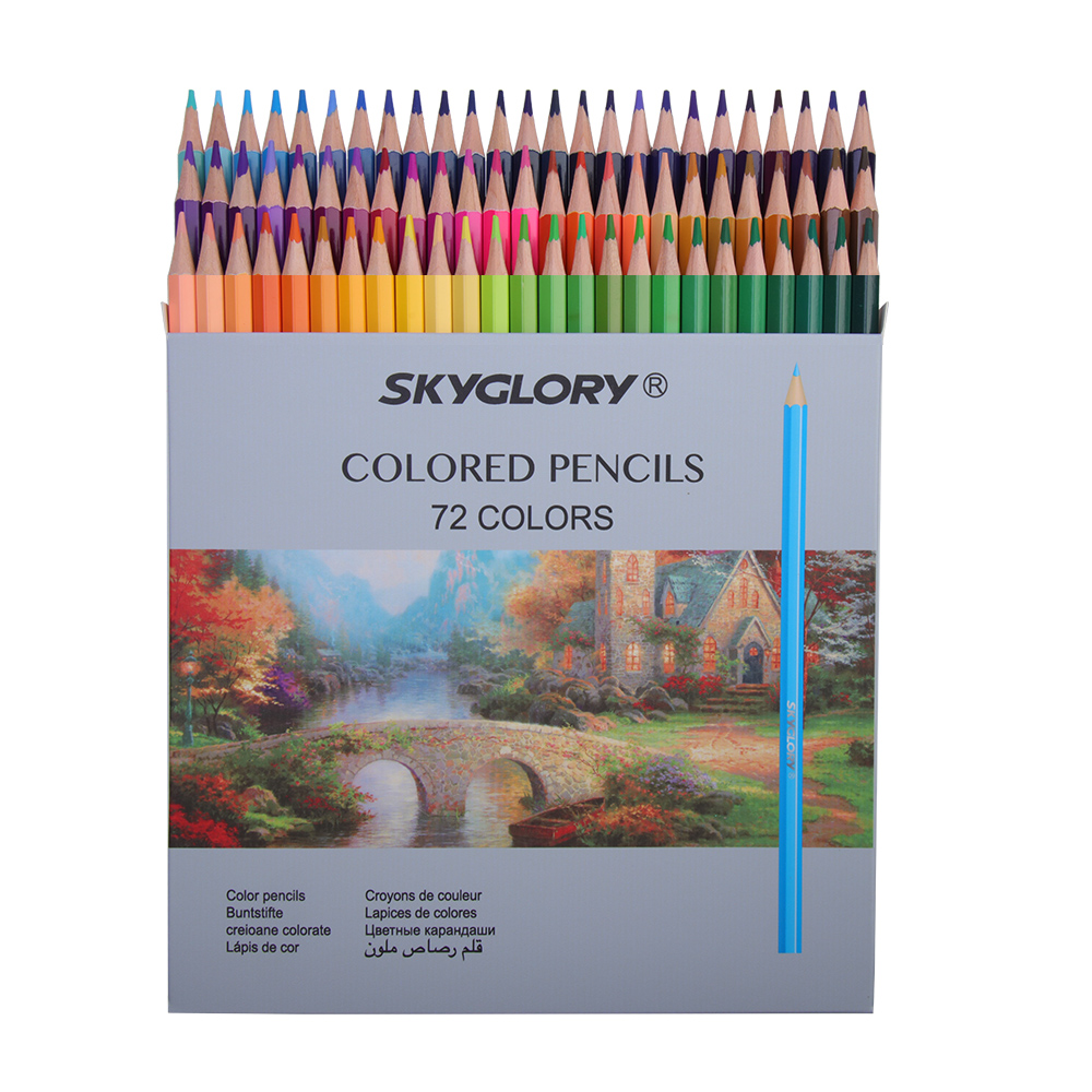 Natural Wooden 72 Colours Oil-based Colored Pencil Hexagon Color Pencil Set With Paper Box 72 Color Pencil Sets