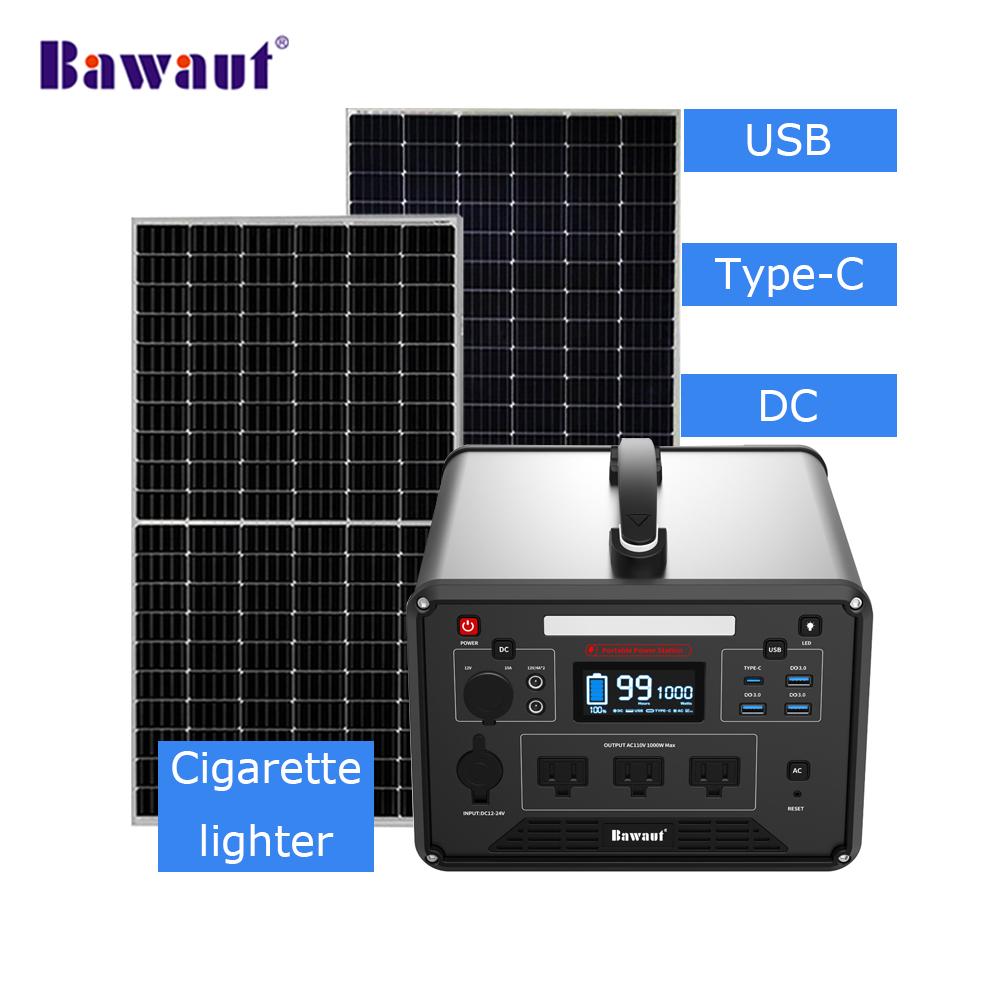 Solar energy system 1000W 1000Wh Portable Power Station with LifePO4 battery Off Grid Solar system Rechargeable ups Outdoor