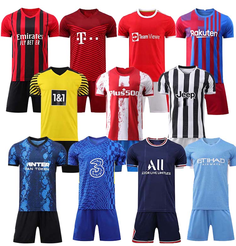 wholesale classic retro vintage football jerseys full set black white stripes soccer team uniform soccer jersey set