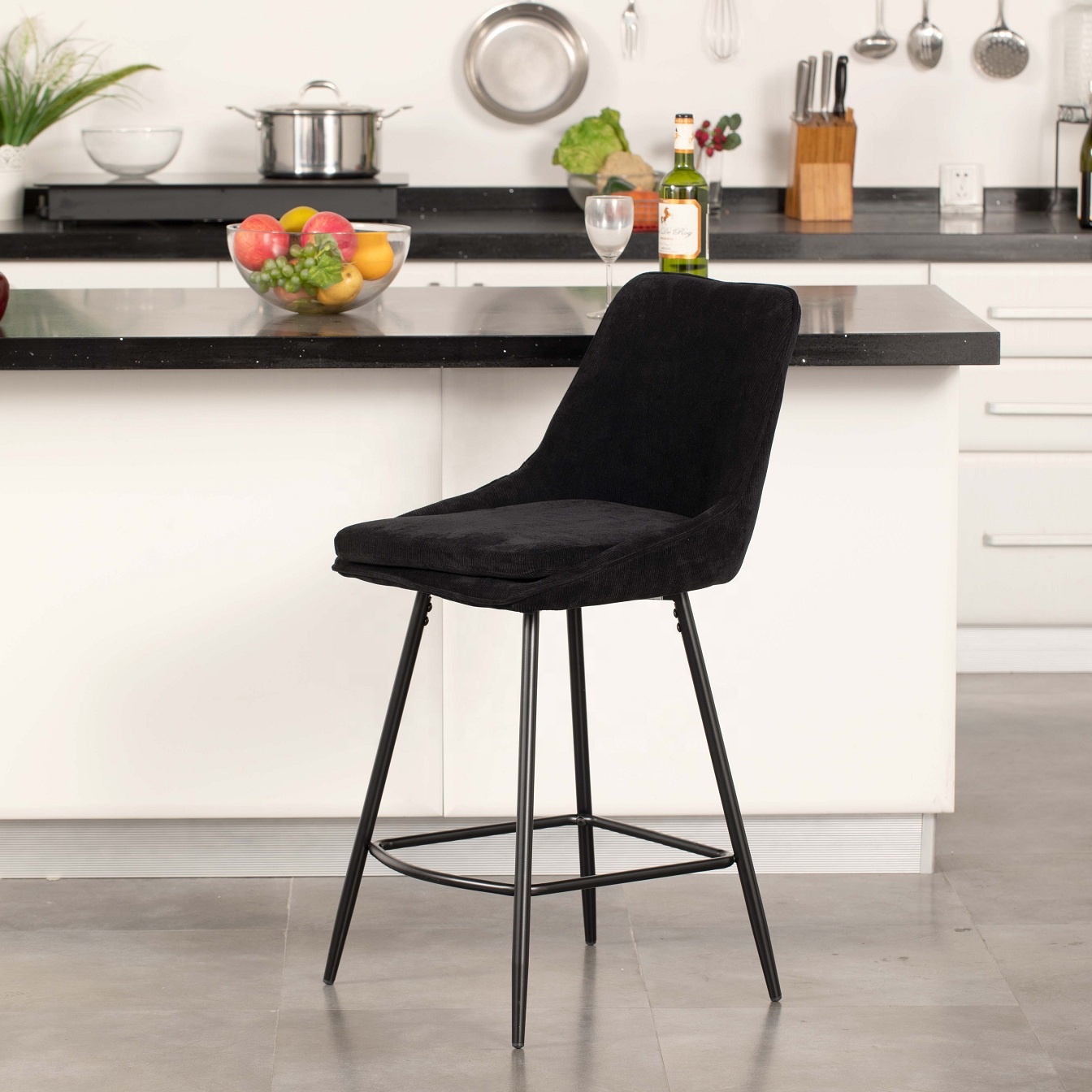 Modern Design Bar Furniture Metal Steel Base Back with push-in design Bar Chair