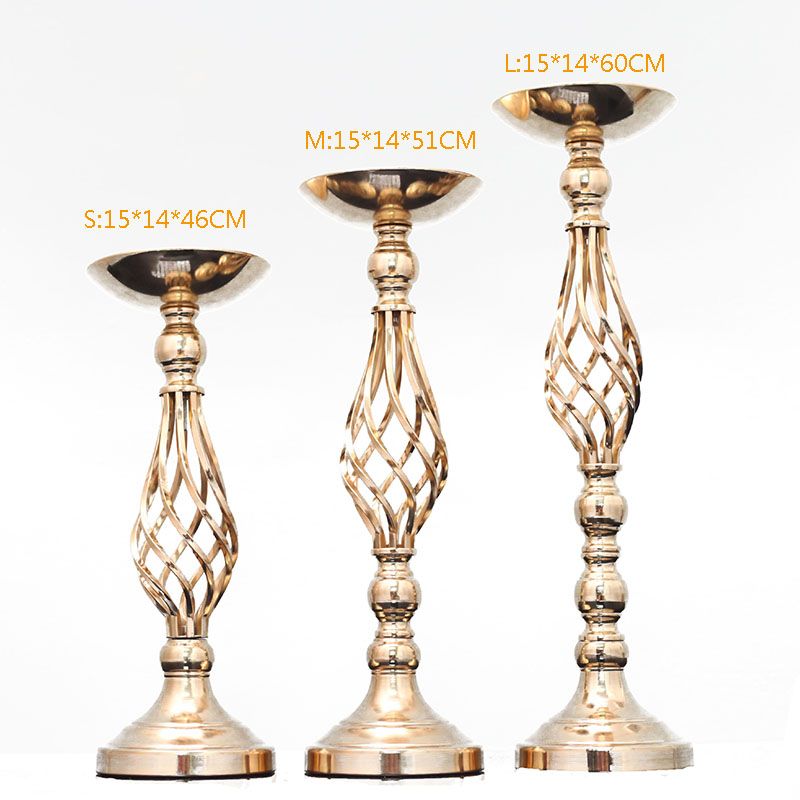 Latest Metallic Golden Stand Floral Vases Holder For Wedding Decoration Table Centerpieces