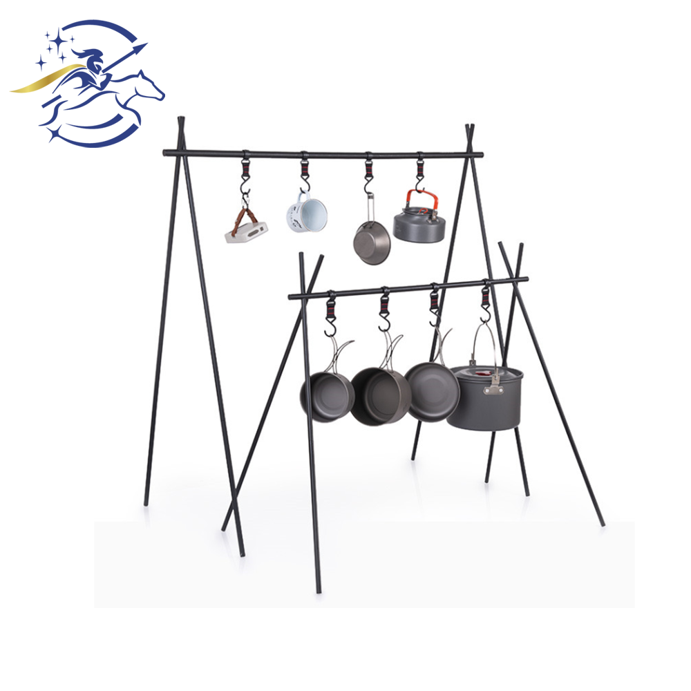 2021Amazon hot selling Outdoor camping rack detachable multifunctional triangle bracket camping drying rack