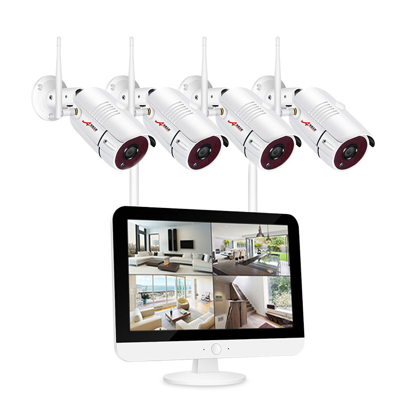 Anran 4CH 2 мегапикселя 1080P cctv камера безопасности Система беспроводной Крытый Открытый 12,5 дюймов монитор NVR комплект
