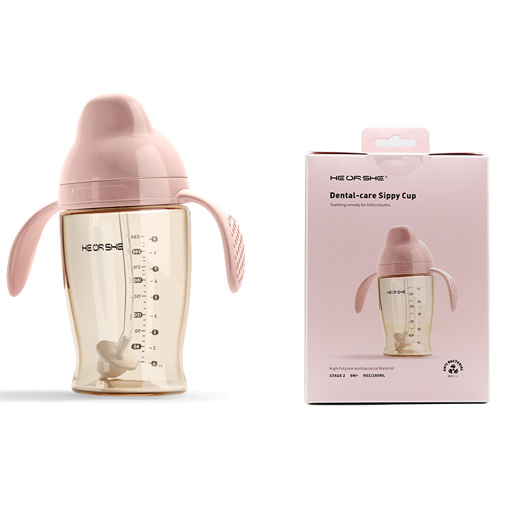 HEORSHE 280 мл 9 унций бесплатный образец BPA синий розовый детский тренажер Sippy чашка Питьевая чашка Детские горячие чашки