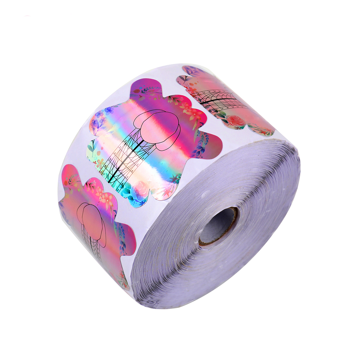 Long Soft Dispoal holographic paper nail art extensions forms Acrylic Nails custom Dual Nail form private label