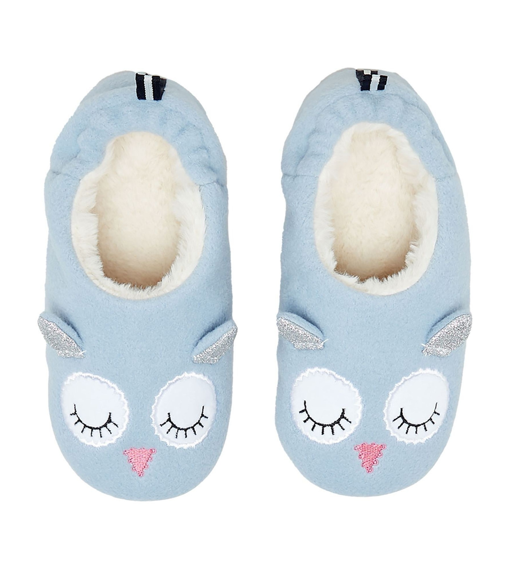 2021 Flat Blue Mule With Applique Sock Shoes Little Kids Fashion Home Winter Animal Slippers